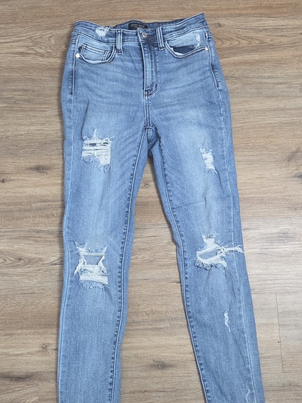 Judy Blue Light Blue Distressed High-Rise Skinny Jeans